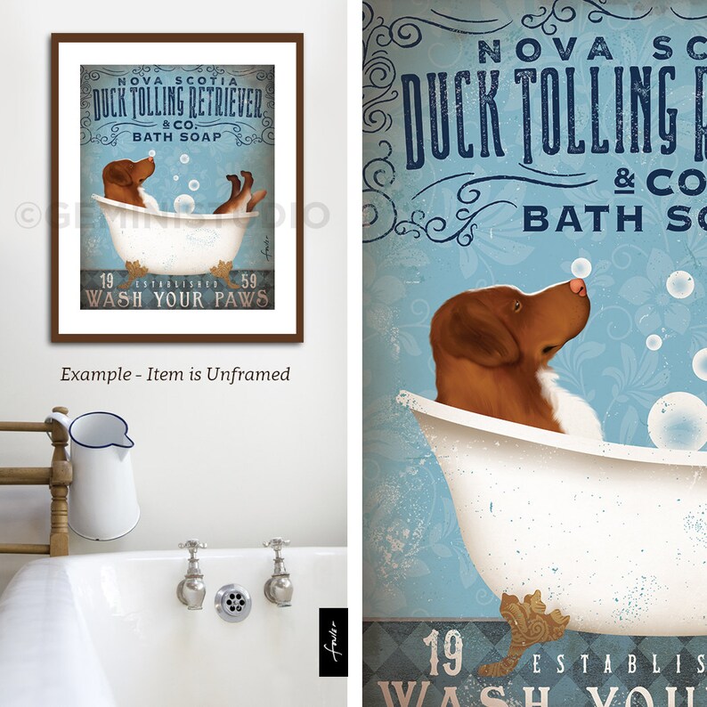 Nova Scotia Duck Tolling Retriever dog bath soap Company vintage style artwork by Stephen Fowler Giclee Signed Print image 4