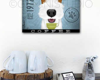 Wire Fox Terrier dog Coffee Company graphic art on gallery wrapped canvas by stephen fowler