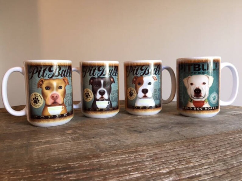 Pitbull dog pit bull Coffee company graphic art MUG 15 oz ceramic coffee mug