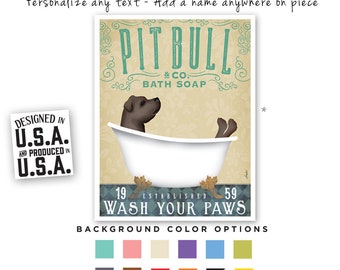 pitbull, pitbull, lava tus axilas, lamentable, pitties, perro, burbuja, baño, tina, bañera con patas, jabón, burbujas, SIN MARCO, impresión, regalo personalizado