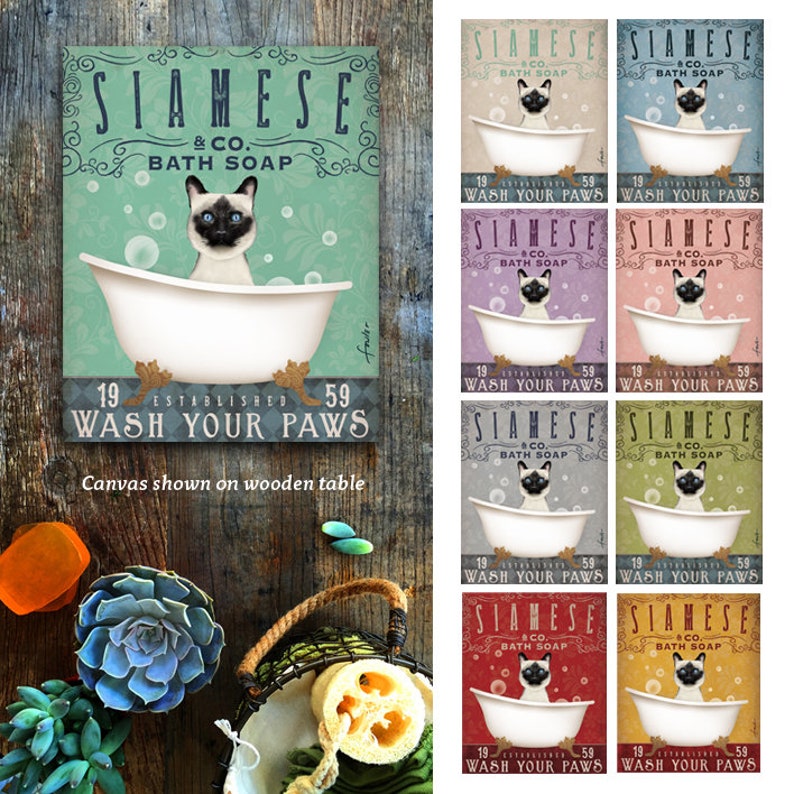 Siamese Cat Bath Soap Clawfoot Tub Bubbles Bath Art - Etsy