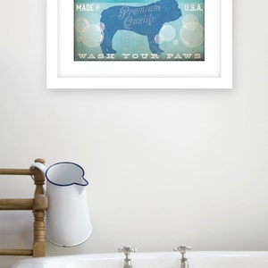 Französische Bulldogge Frenchie Seifenfirma Badezimmer Waschraum Kunstwerk Giclee Archival Signierter Künstlerdruck