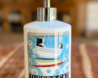 ceramic SOAP DISPENSER, art, dog, cat, fowler, etsy, geministudio, bathroom