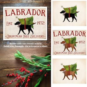 laboratorio, labrador, perro negro, árbol, navidad, granja, vacaciones, arte, SIN MARCO, impresión, regalo personalizado