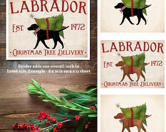 Kunstdruck Labrador Weihnachtsbaum Lieferung: Schwarzer Hund Urlaub Dekor
