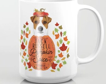 golden, retriever, mug, dog, pumpkin, spice, latte, coffee, dog art, october, fall, autumn, tyopgraphy MUG, repeats both sides