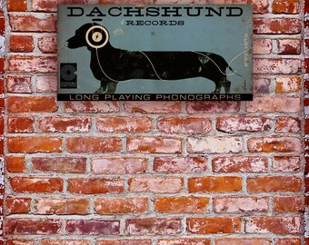 DACHSHUND records album style artwork on gallery wrapped canvas by stephen fowler