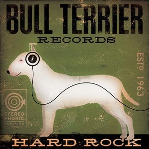 BULL TERRIER records original graphic art illustration giclee archival print by stephen fowler PIck A Size image 3