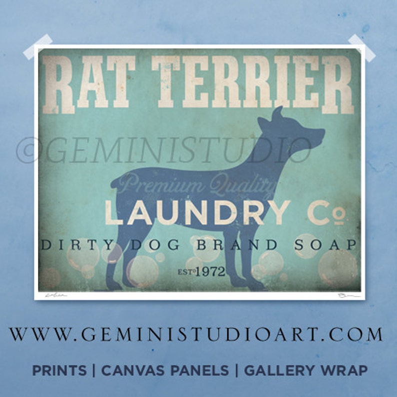 Rat Terrier Laundry Company Dog Laundry Room Artwork Giclee Etsy