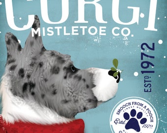 Cardigan Corgi, Dog Mistletoe, holidays, pembroke, cardigan, christmas, canvas, personalized gift