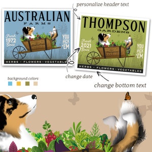 owczarek australijski, aussie, pies, farma, rolnik, targowisko, ogród, ogrodnik, ogród ziołowy NIEOPRAWIONY wydruk, spersonalizowany prezent