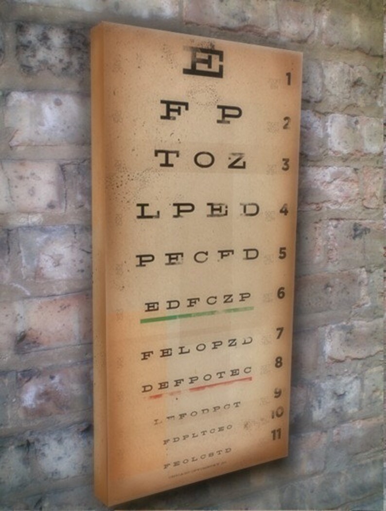 eye exam chart vintage style graphic artwork on canvas