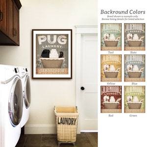 pug dog laundry basket company laundry room artwork UNFRAMED signed artists print by stephen fowler geministudio