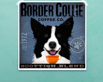 Border Collie Coffee Company Company illustration graphic artwork giclee signed print by stephen fowler