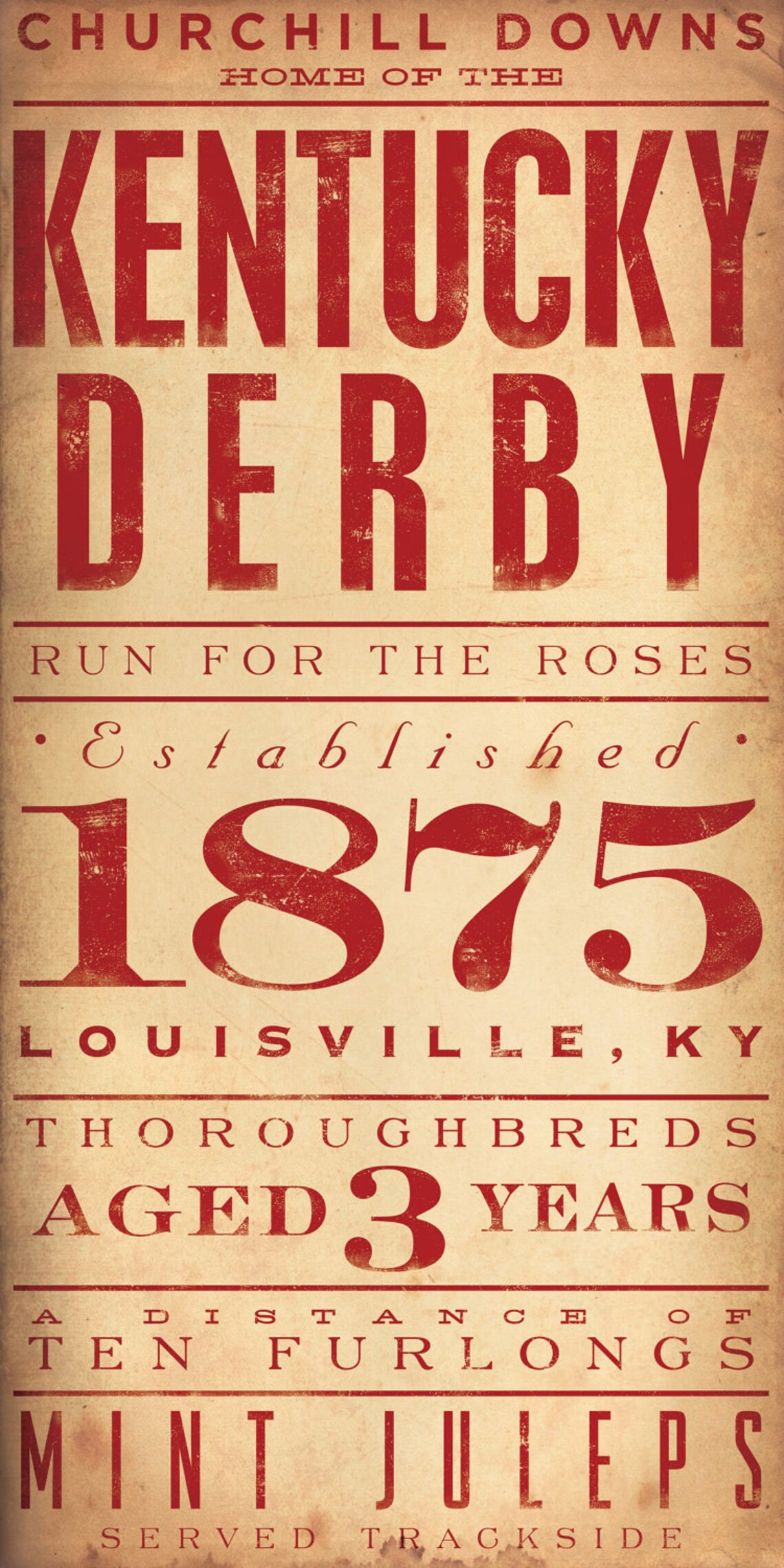 Kentucky Derby Typography Illustration Graphic Artwork Signed Etsy