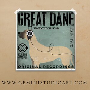 GREAT DANE records album style graphic artwork archival signed artist's print by Stephen Fowler image 1