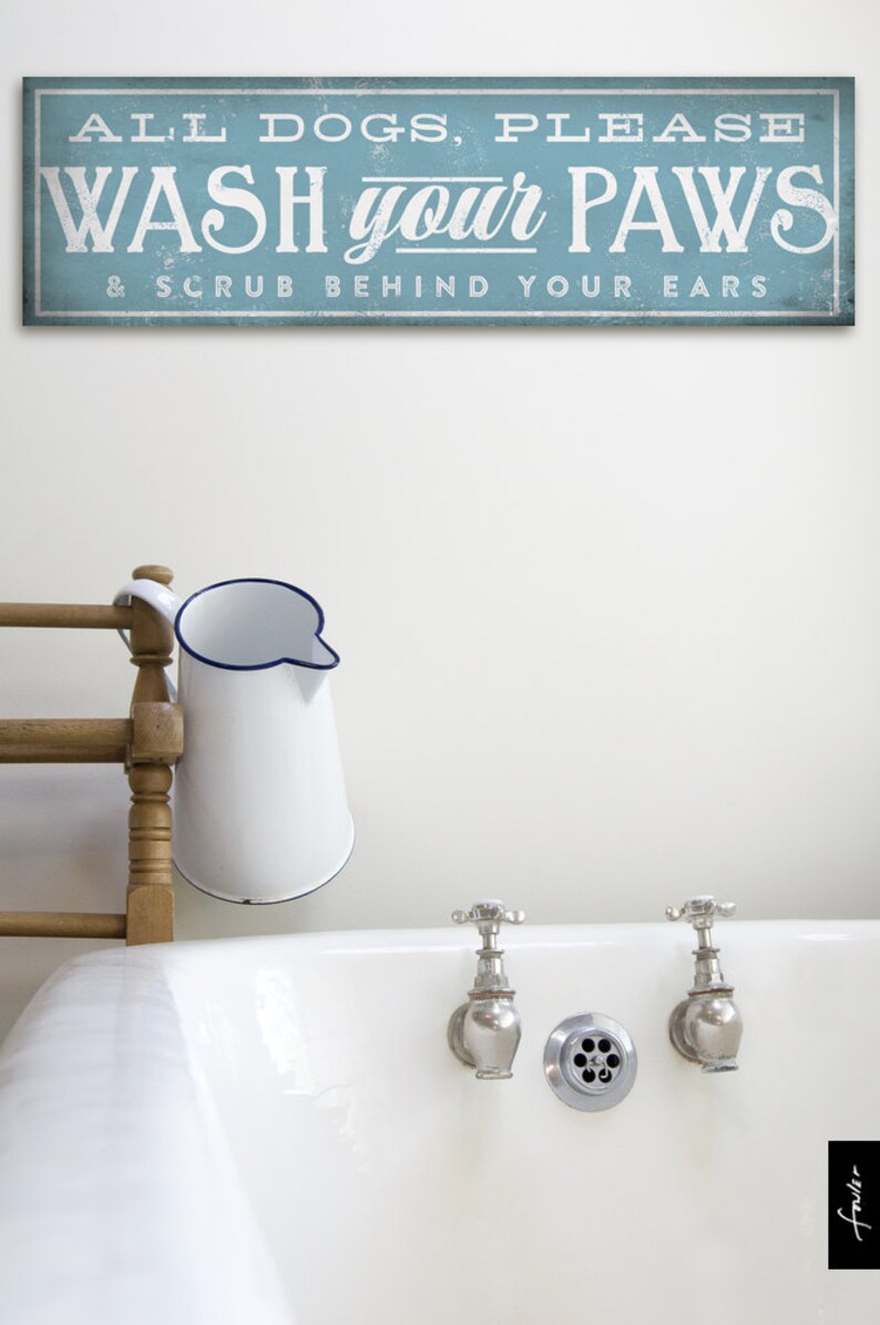 Dogs Wash Your Paws Graphic Art Typography Illustration on Etsy