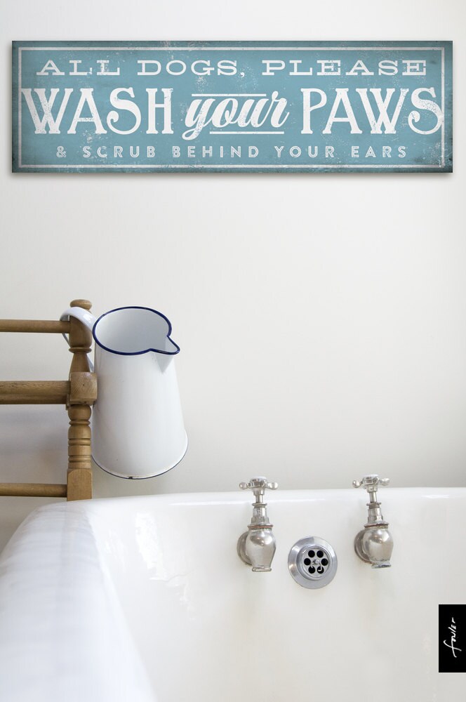 Dogs wash your paws graphic art typography illustration on | Etsy
