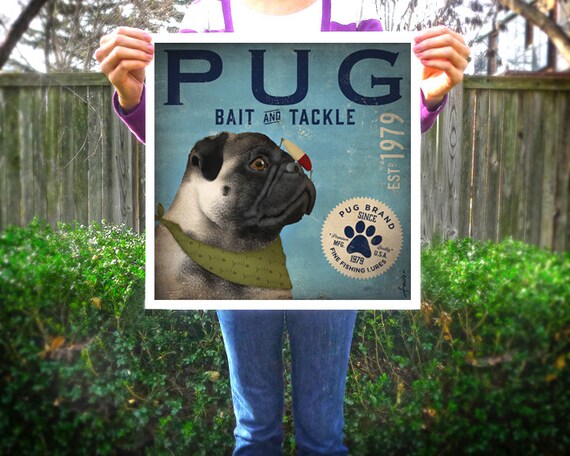 Pug Dog Bait and Tackle Lure Company Graphic Illustration Giclee Archival  Signed Print by Stephen Fowler Pick A Size -  Canada