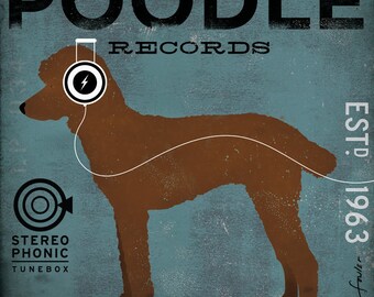 Standard Poodle Records Album Style Graphic Dog Artwork Giclee