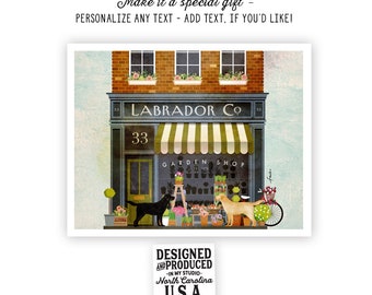 lab, labrador, dog, art, artwork, flowers, storefront, floral, florist, illustration, UNFRAMED, geministudio