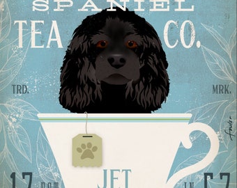 cocker spaniel, dog, tea, teacup, kitchen art, CANVAS, fowler