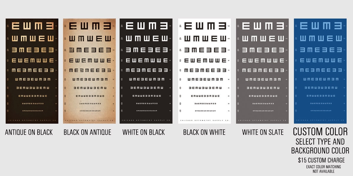 tumbling e eye exam chart vintage style graphic artwork