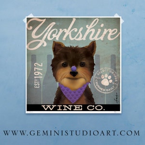 Yorkie Yorkshire Terrier Winery original graphic art giclee signed artists print by Stephen Fowler