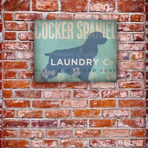 Cocker Spaniel Laundry Company illustration graphic art on canvas by stephen fowler