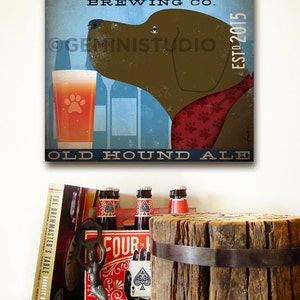 brown dog, chocolate lab, labrador, brewing, beer, brewery, beer lover, personalized gift gifts, CANVAS