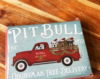 pitbull, pit bull terrier, dog, christmas card, winter, greeting cards, skating 36 cards and envelopes