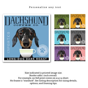 dachshund, dog, doxie, wiener, coffee, barista, coffee bar, UNFRAMED, print, fowler
