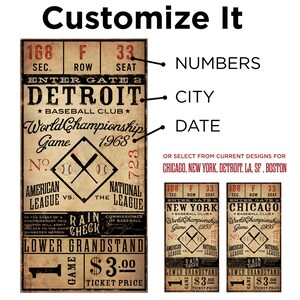 custom Vintage style Baseball Ticket graphic artwork giclee signed artists print by Stephen Fowler