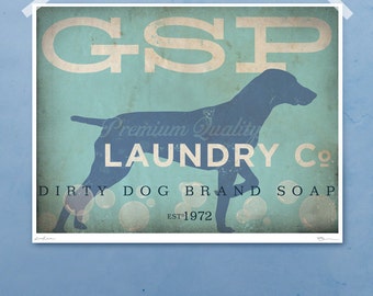 German Shorthaired Pointer dog GSP laundry company laundry room artwork giclee archival signed artists print Pick A Size