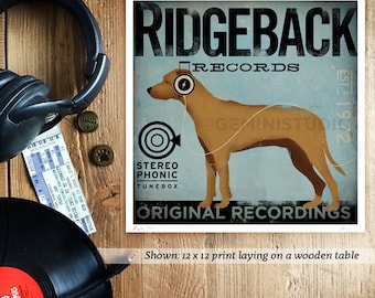 Rhodesian Ridgeback records dog album style artwork graphic print by Stephen Fowler Pick A Size