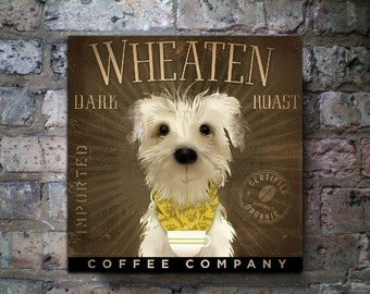 wheaten, dog, wheatie, terrier, coffee, gift, CANVAS, personalized, art, barista