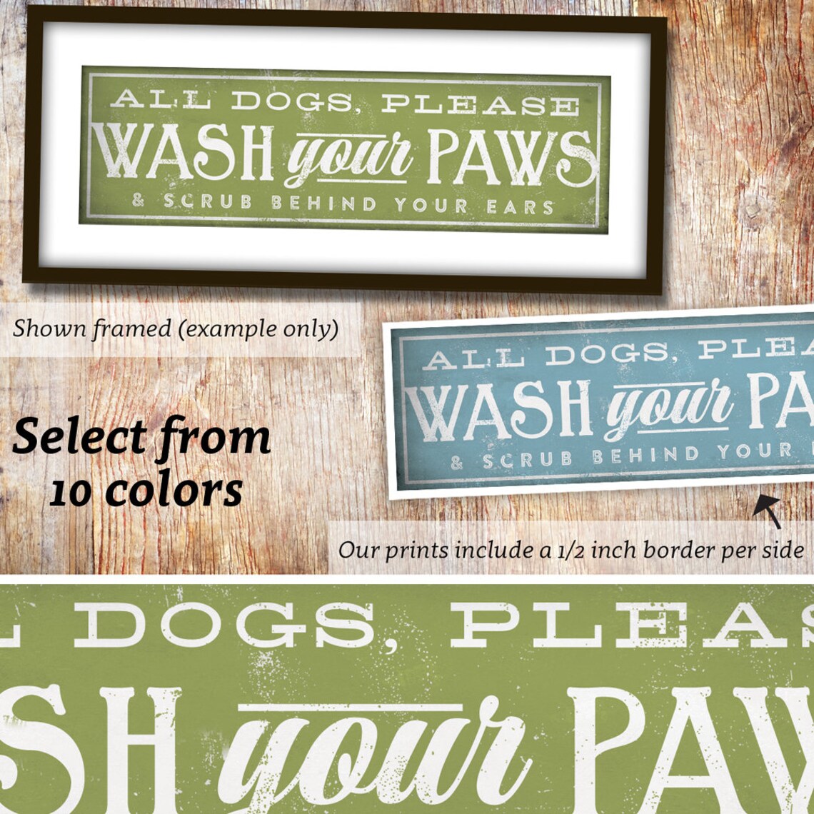 All Dogs Wash Your Paws UNFRAMED Laundry Room Artwork Signed - Etsy