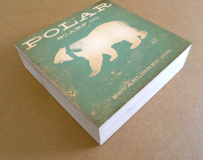 Polar bear scarf company winter artwork vintage style artwork  etsy