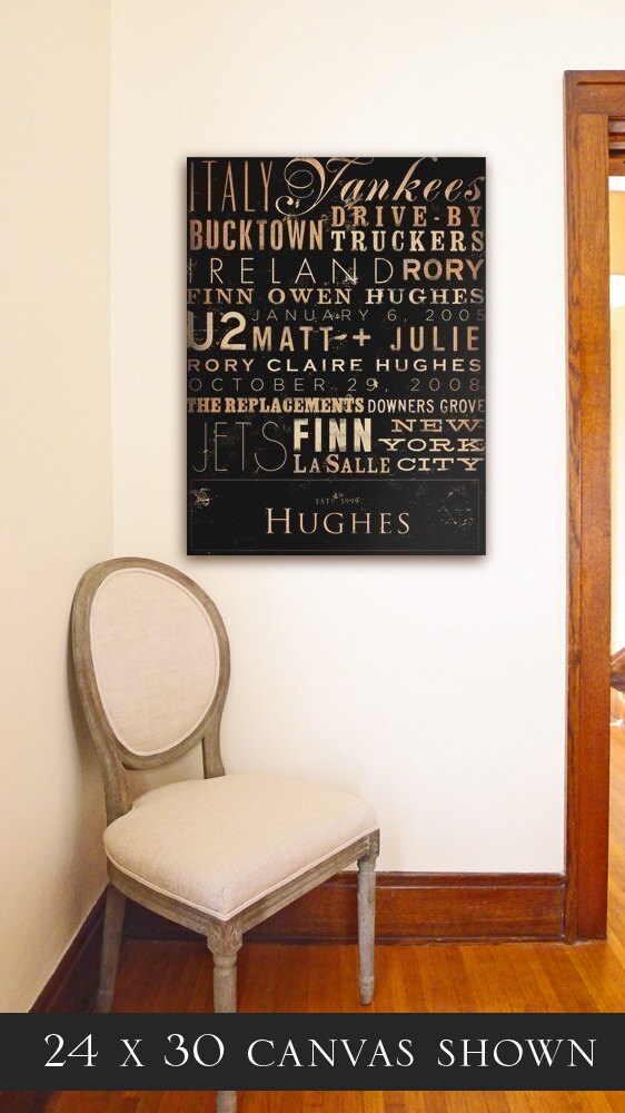Custom Typography Graphic Art on Canvas 16 X 20 by Etsy