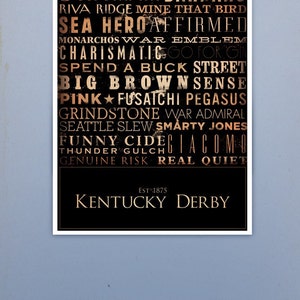 Kentucky Derby Horses Typografie Grafik signiert Giclee Archival Print by stephen fowler Bild 1