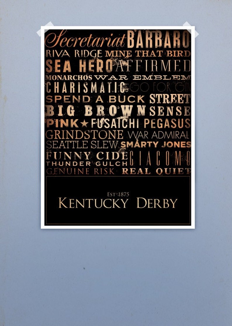 Kentucky Derby Horses Typografie Grafik signiert Giclee Archival Print by stephen fowler Bild 1