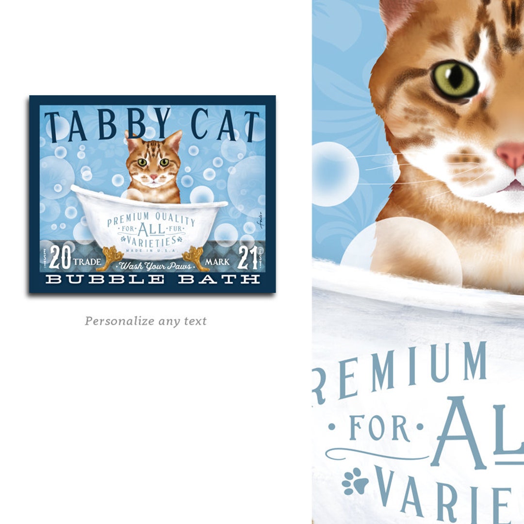 Orange Tabby Cat, Bath Soap, Bubble, Company Artwork on Gallery Wrapped ...