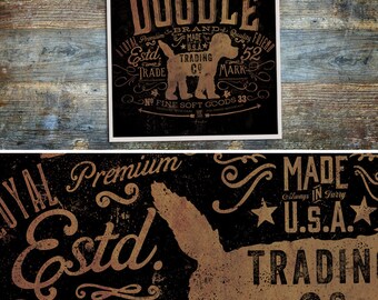Doodle goldendoodle labradoodle dog trading company art signed unframed artists print by Stephen Fowler