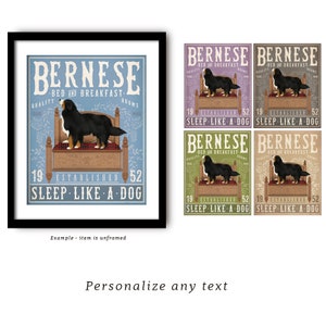 bernese, berner, bernese mountain dog, dog, dog lover, bed and breakfast, bedroom decor, wall art, UNFRAMED print