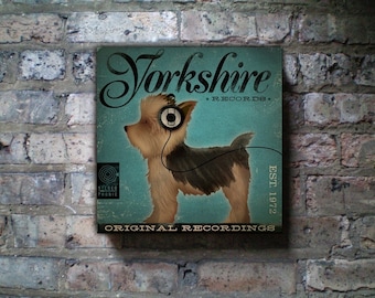 Yorkshire records Yorkshire terrier album style artwork on gallery wrapped canvas by stephen fowler