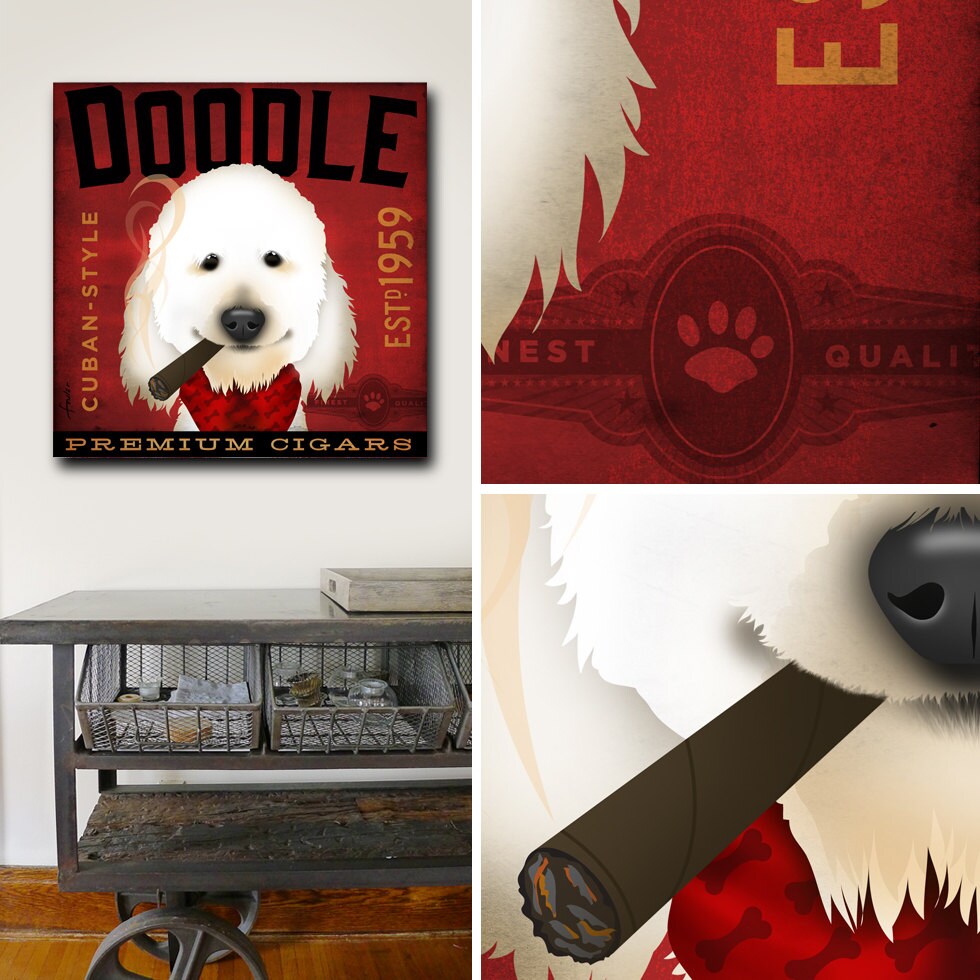 Doodle Goldendoodle Labradoodle Dog Cigar Company Graphic Art Etsy