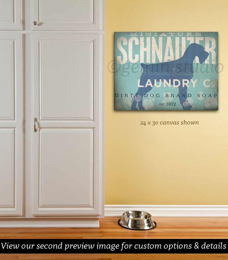 Miniature Schnauzer Dog Laundry Company Illustration Graphic Etsy