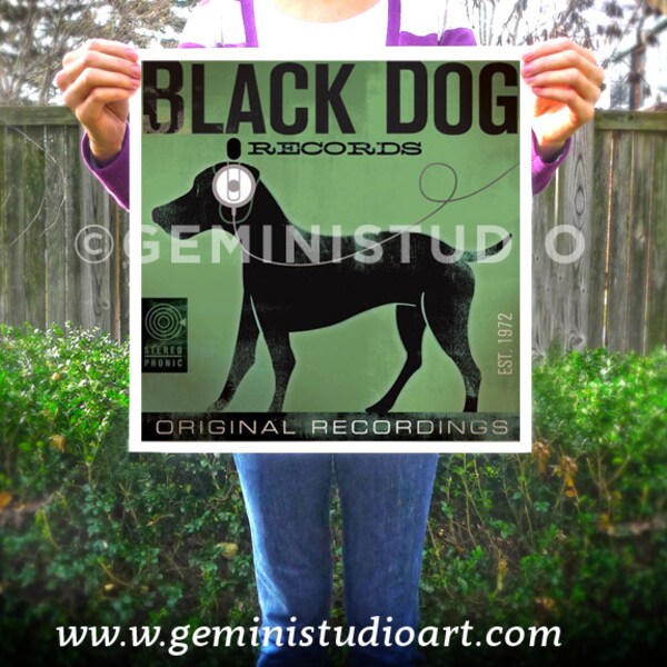 BLACK DOG labrador records album artwork giclee archival print illustration by stephen fowler Pick A Size