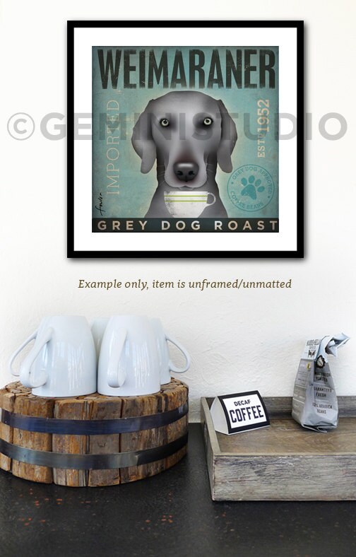 Weimaraner Coffee dog company vintage style graphic artwork Etsy
