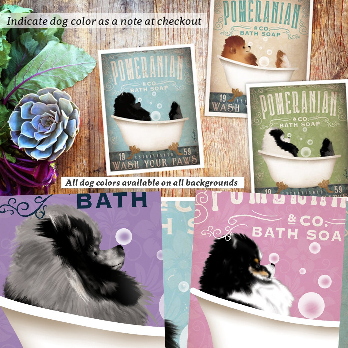 Pomeranian dog bath soap Company vintage style artwork by Stephen Fowler Giclee Signed Print UNFRAMED